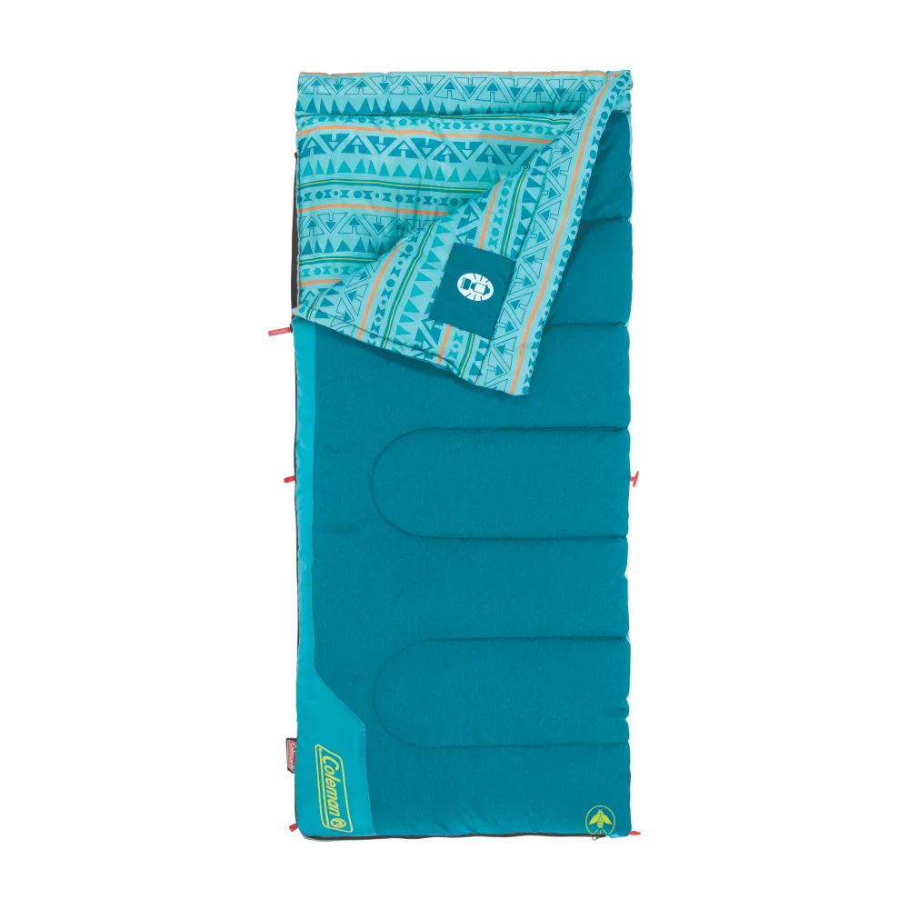 Coleman Kids 50°F Cool-Weather Sleeping Bag, Teal 2 Coleman Kids 50°F Cool-Weather Sleeping Bag, Teal - Image 2