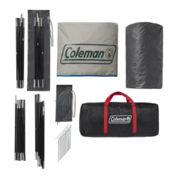 Coleman 6-Person Cabin Tent With Enclosed Weatherproof Screened Porch, Evergreen -Coleman Sales Store 2000035607 Coleman 2020 US Overhead 19Stakes 1