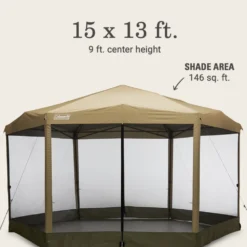 Coleman Back Home™ 15 X 13 Screen Canopy Tent 13 Coleman Back Home™ 15 X 13 Screen Canopy Tent -Coleman Sales Store 2156412 ShelterBackhome15x13 LightOak ATF7