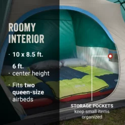 Coleman Skydome™ 6-Person Camping Tent With Full-Fly Vestibule, Evergreen 14 Coleman Skydome™ 6-Person Camping Tent With Full-Fly Vestibule, Evergreen -Coleman Sales Store Coleman 2000037518 Skydome FullFlyVest 6P ATF6
