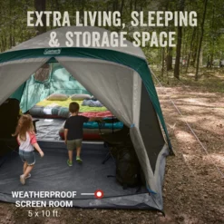 Coleman Skylodge™ 12-Person Camping Tent With Screen Room, Evergreen -Coleman Sales Store Coleman 2000037538 Skylodge ScreenRoom 12P ATF3